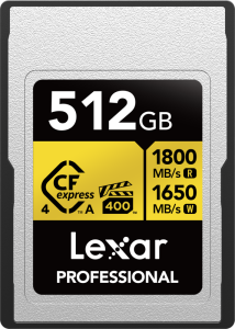 LEXAR CFexpress (Type A) 512GB 4.0 Pro Gold, VPG400/IP68, R1800/W1650/SW1000 
